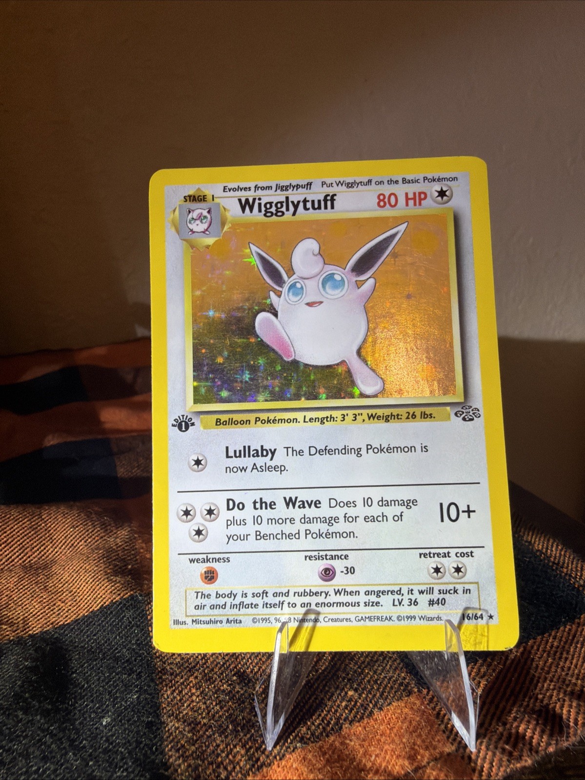 1999 Pokémon Wigglytuff 16/64 Jungle 1st Edition Holo Rare WOTC Vintage 1999 Pokémon Wigglytuff 16/64 Jungle 1st Edition Holo Rare WOTC Vintage