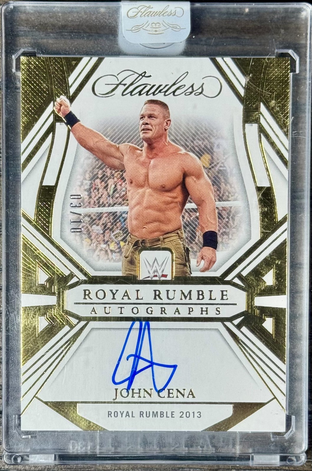 John Cena 2024 Panini Flawless WWE Royal Rumble RR-JC2 Gold Autograph 3/10