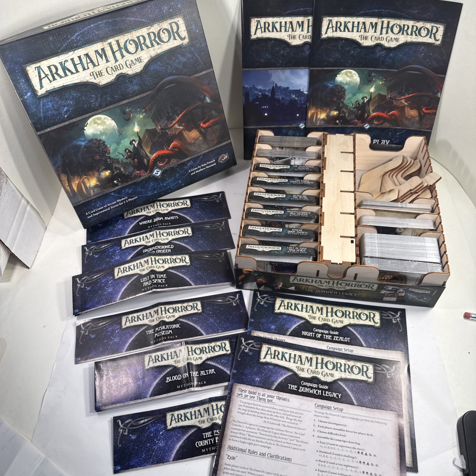 Arkham Horror Card Game Fantasy Flight 2016 Core + 8 Expansions & Insert