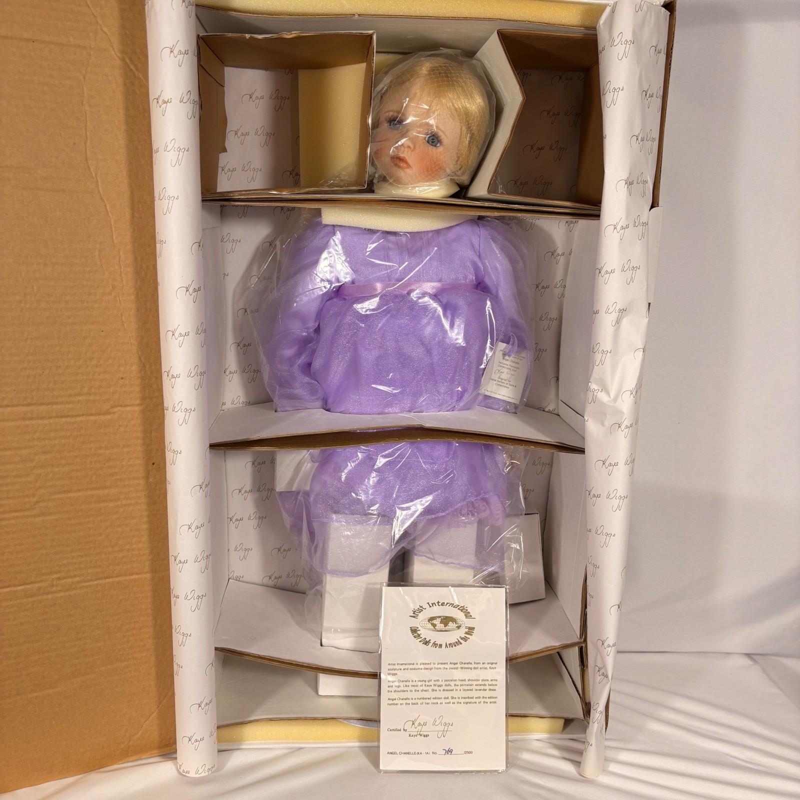 Kaye Wiggs Angel Chanelle Porcelain Doll Artist International Limited Ed 26 Inch