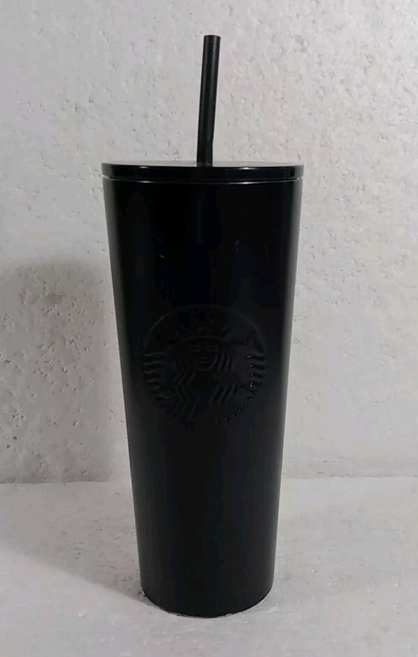Starbucks 2019 Stainless Steel 24oz Cold Drink Tumbler Black Has Chipped Paint 