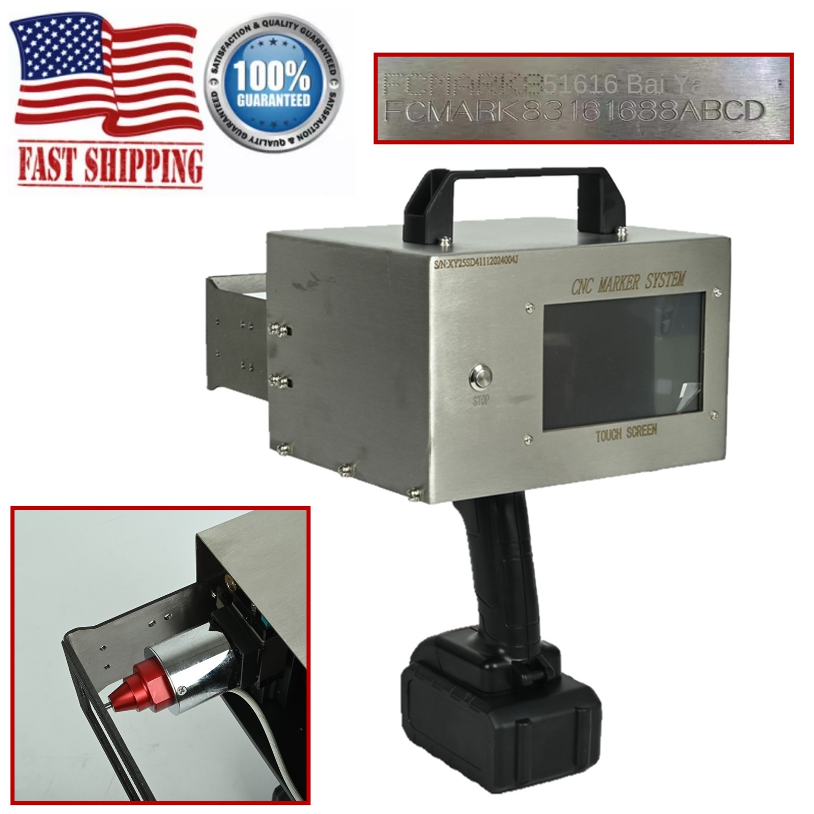 Portable Metal VIN Code Engraving Printer Touch Screen Marking Machine + Battery Portable Metal VIN Code Engraving Printer Touch Screen Marking Machine + Battery