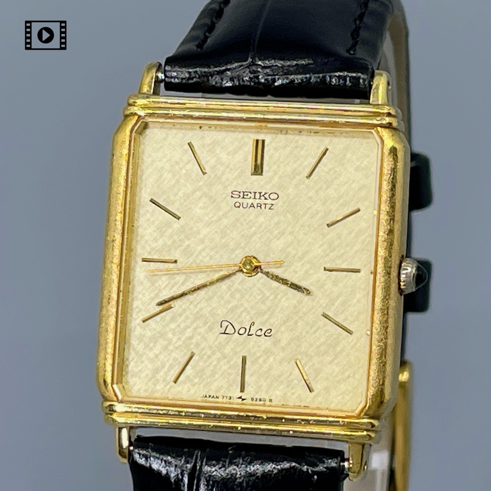 Vintage 1985【N Mint】 Seiko Dolce 7731-5230 SGP Gold  Qz 24mm Mens Watch US Stock
