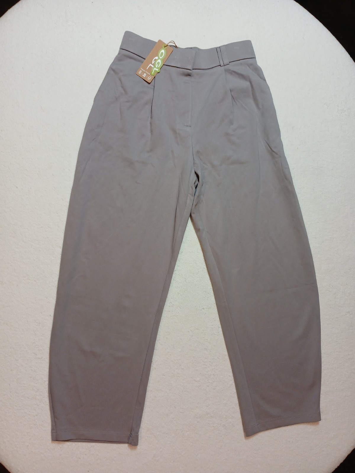 NWT OGL Move CoolTouch Stretch Ponte Barrel Pants Gray High Rise Pleated M