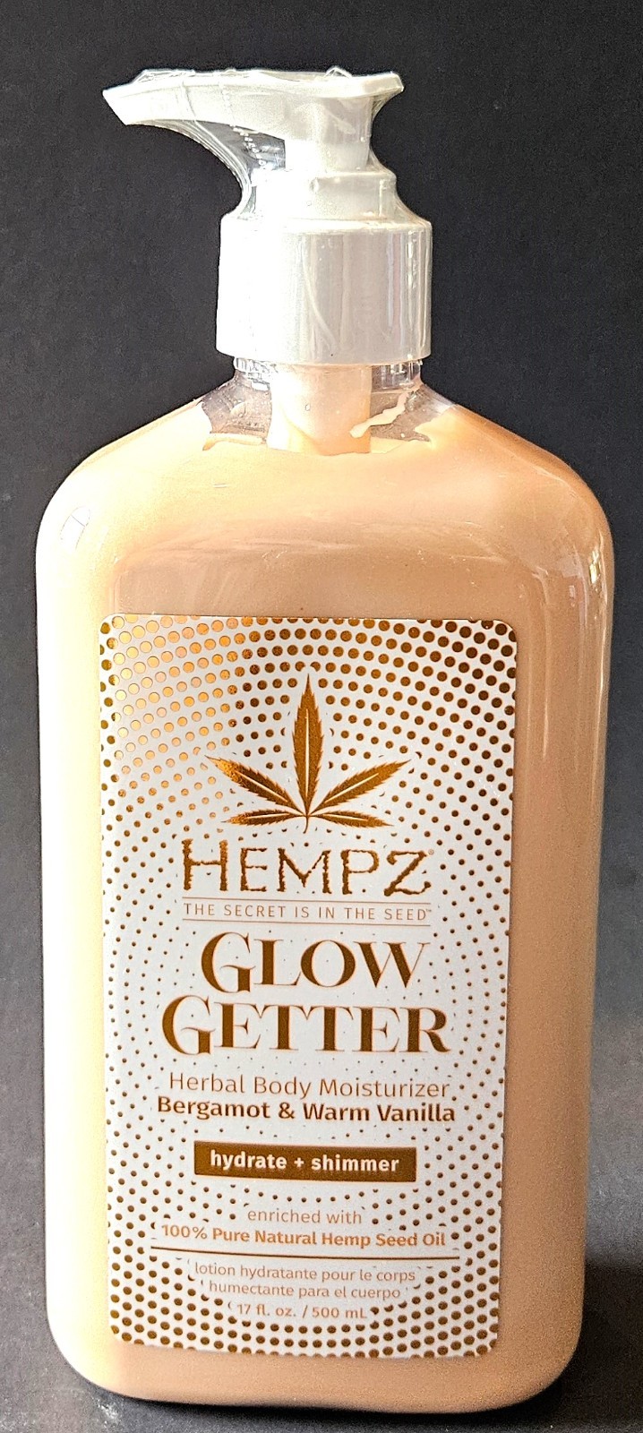 Hempz Glow Getter Herbal Body Moisturizer with Shimmer 17oz - Bergamot & Vanilla