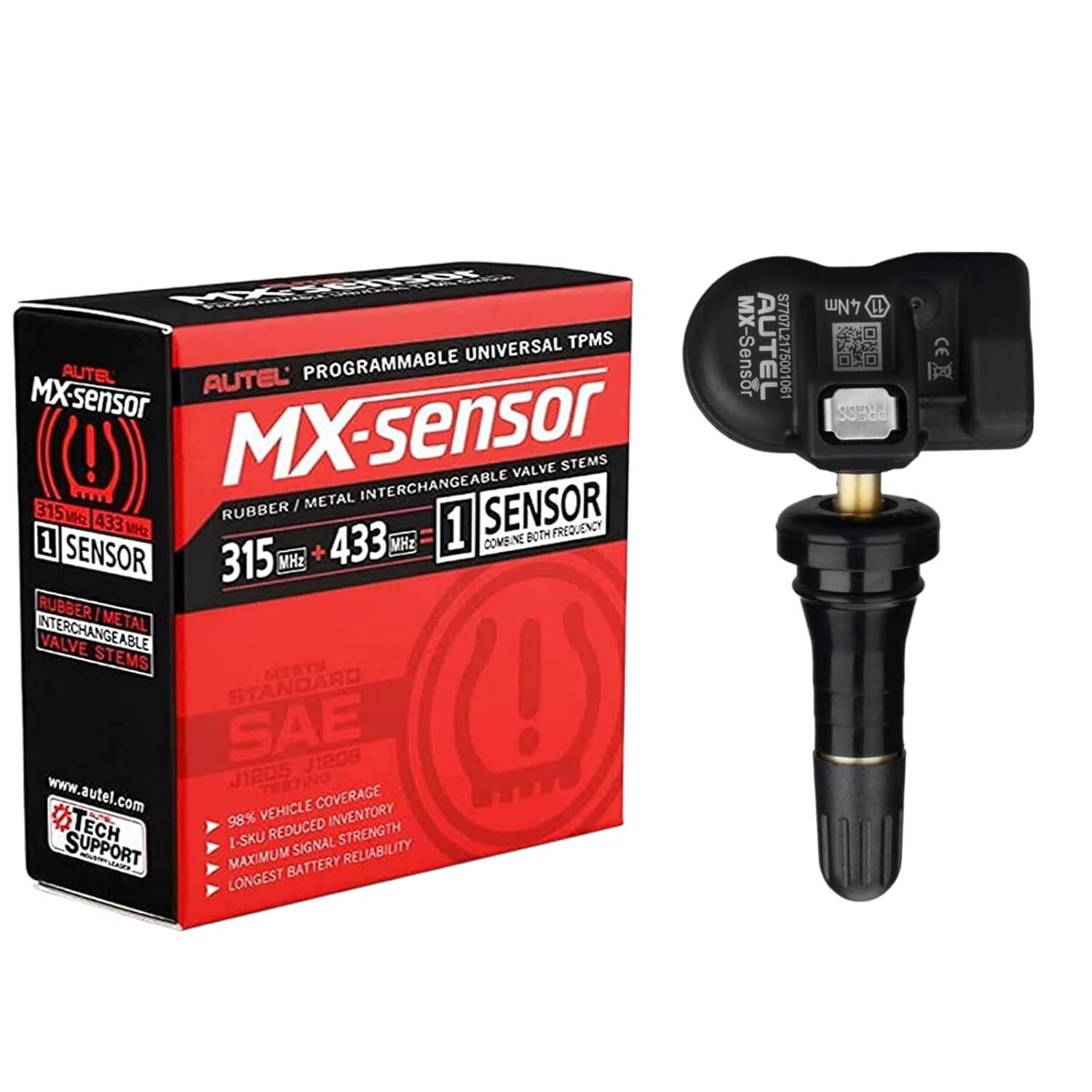 Autel TPMS MX-Sensor 315MHz & 433MHz Programmable Universal Tire Pressure Rubber