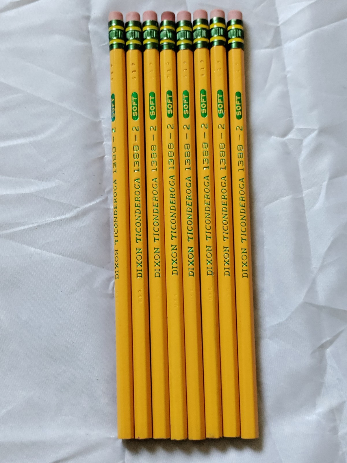 Vintage Dixon Ticonderoga 1388 No. 2 Soft Pencils - Lot of 8 Unsharpened USA