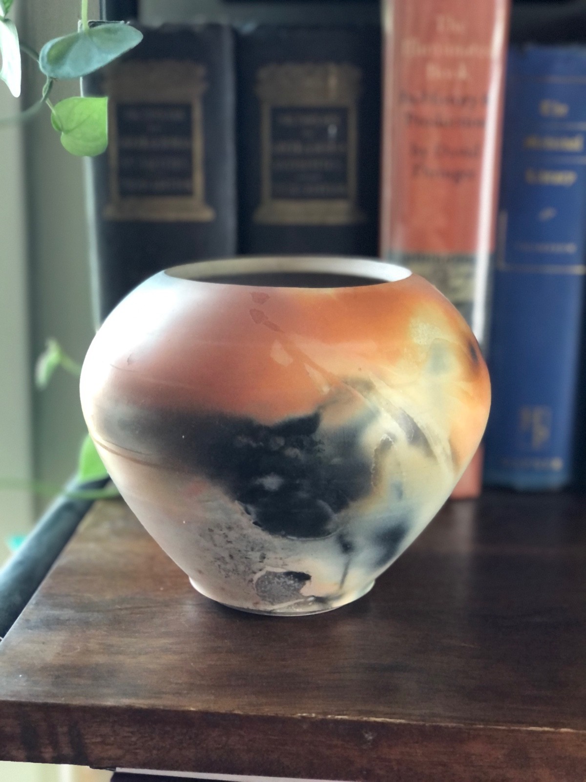 Gorgeous Vintage Raku Art Pottery Vase  w/ Beautiful Unique Marks , Pink Toned