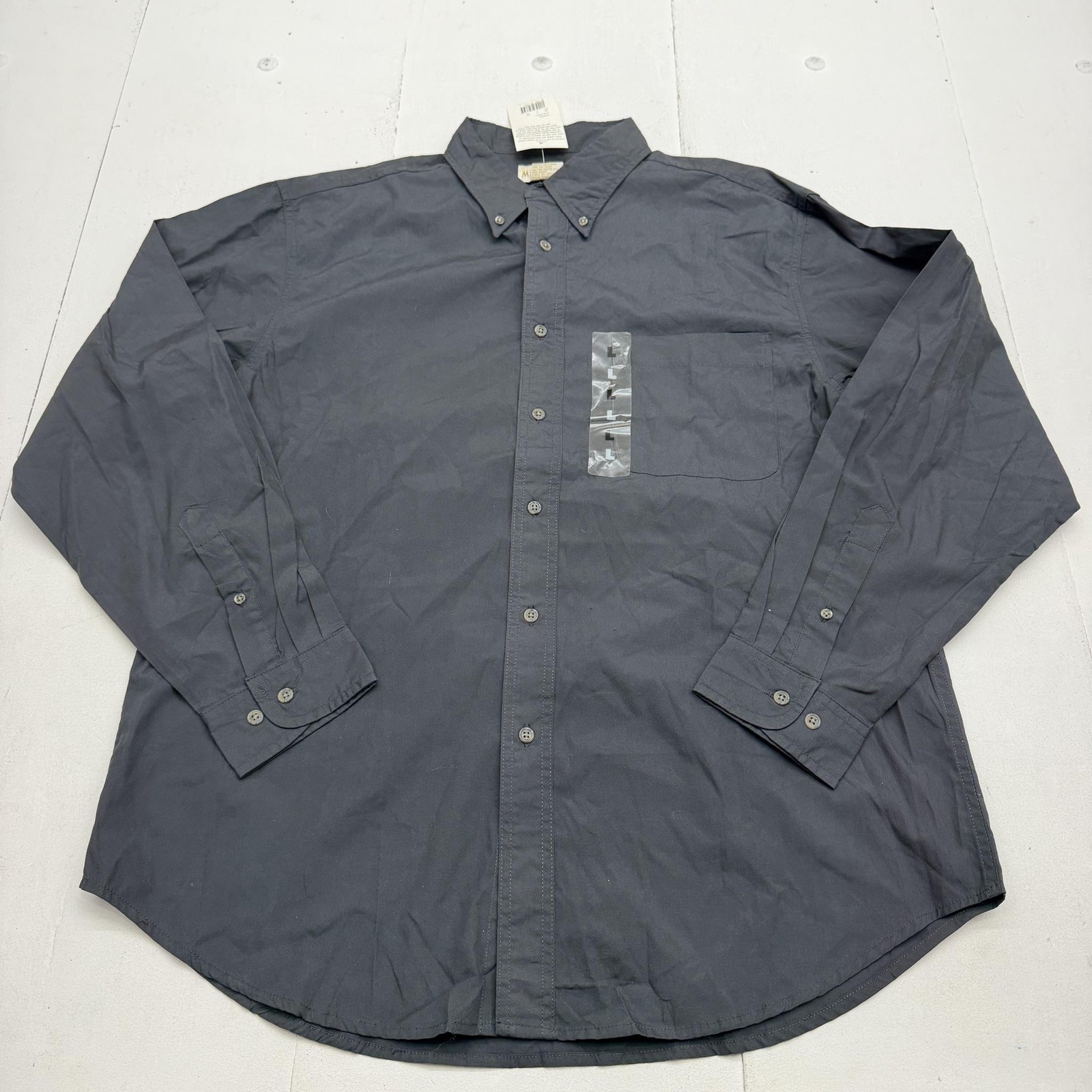 NEW Merona Shirt Mens Large Gray Solid Long Sleeve Button Down Cotton Casual