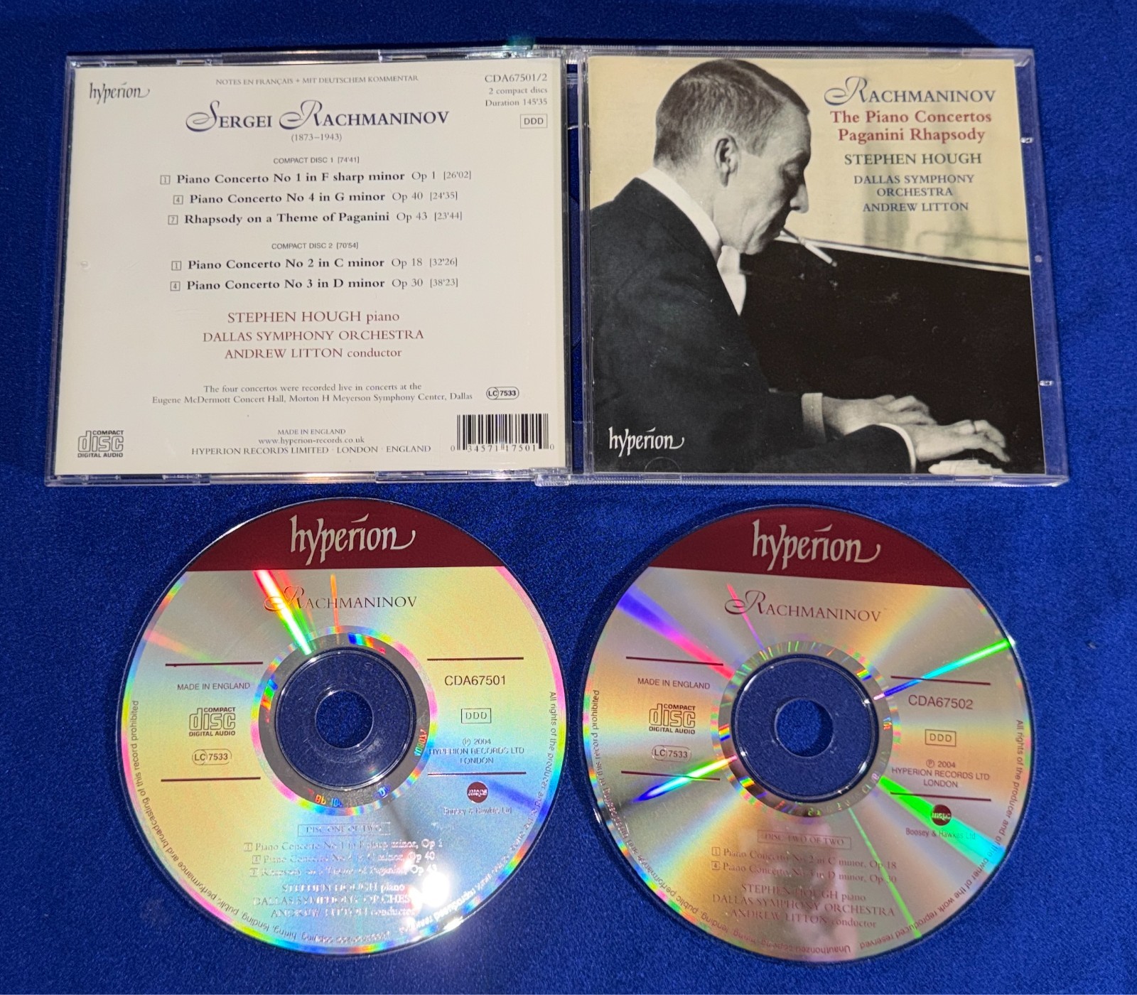 OOP Rachmaninov Piano Concertos Paganini Rhapsody 2X CD Stephen Hough Dallas OOP Rachmaninov Piano Concertos Paganini Rhapsody 2X CD Stephen Hough Dallas