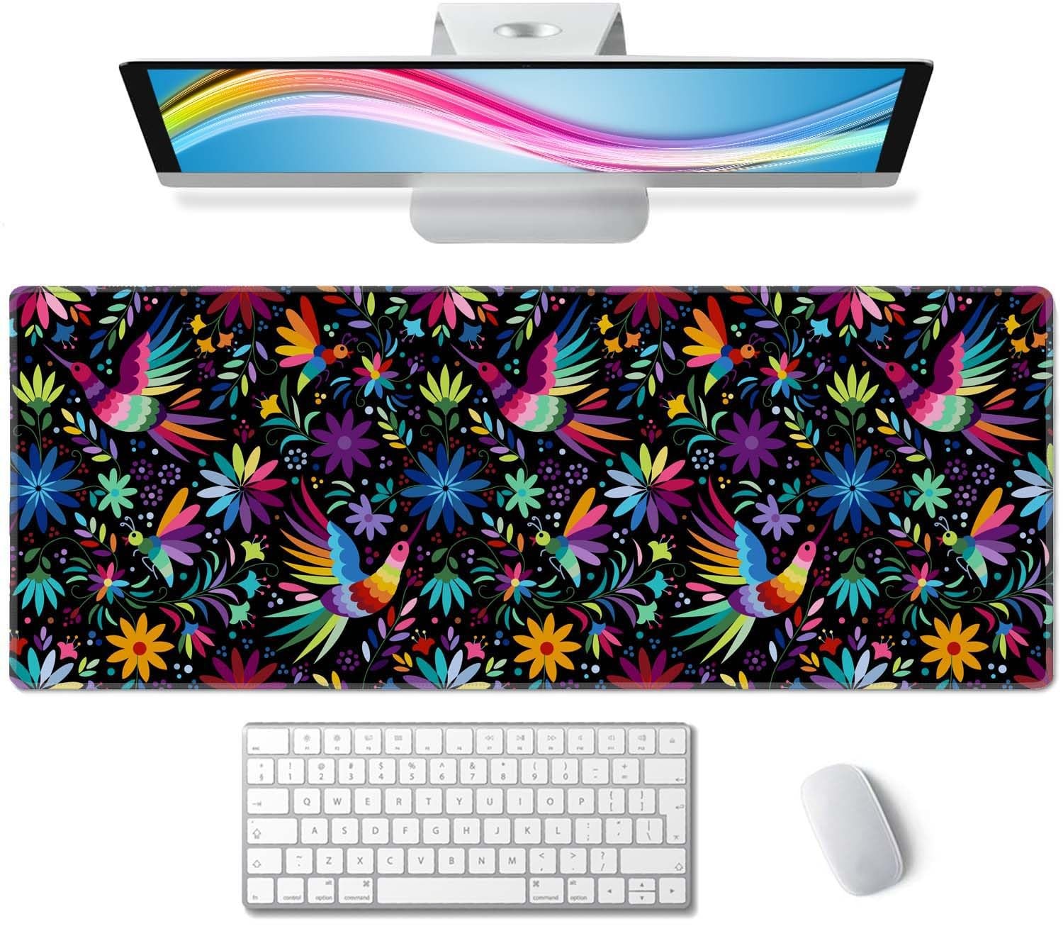 Ornate Ethnic Mexican Patter Desk Mat Black Large Extended Pad XL Desk Pad Ga...