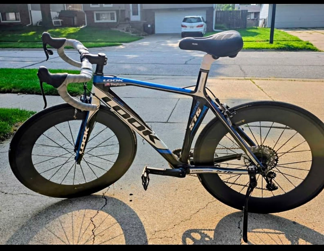 Look 576 Aero Carbon Road Bike L 700C Blue/Black/White Drop Bar Rim Brake Look 576 Aero Carbon Road Bike L 700C Blue/Black/White Drop Bar Rim Brake