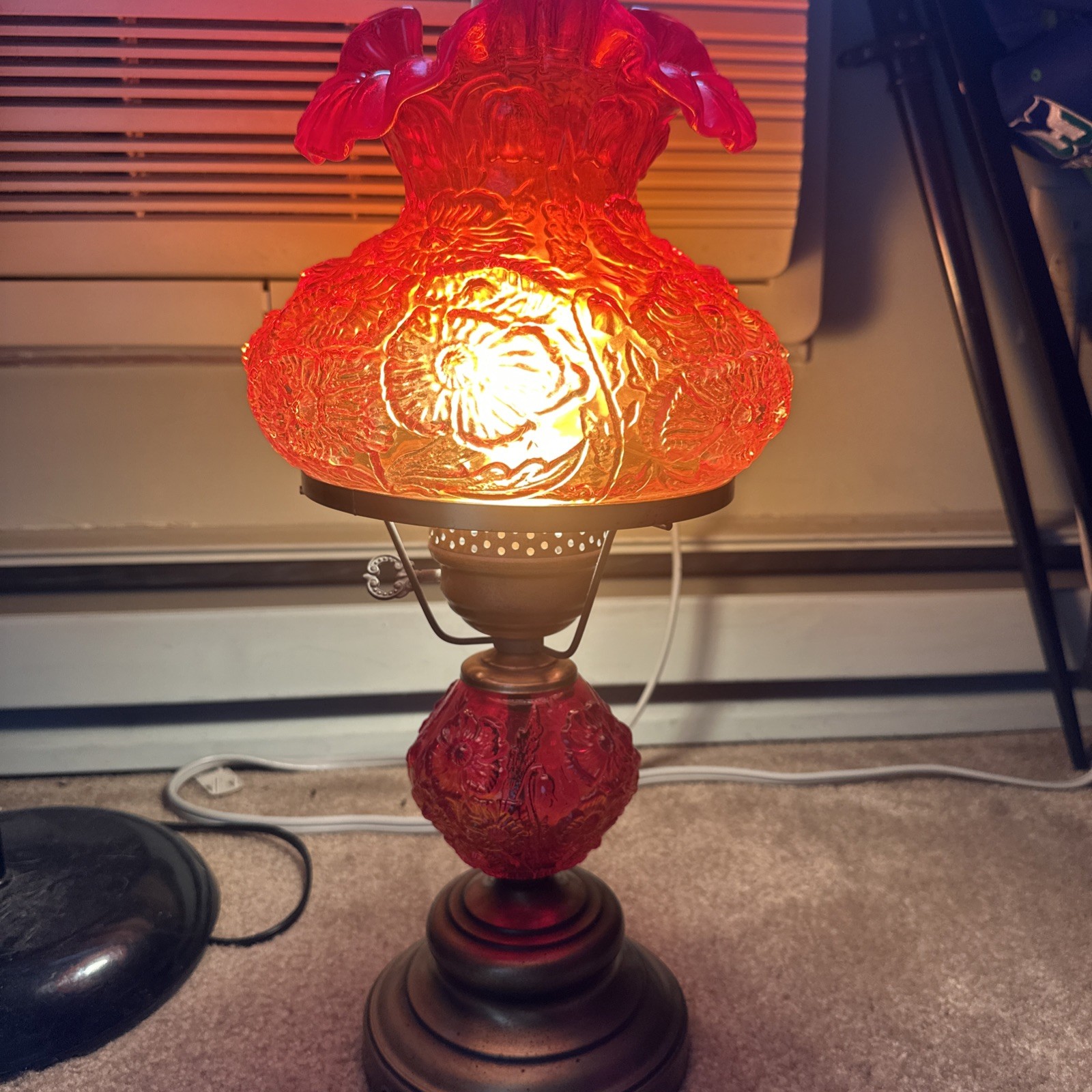 Vintage Red Glass Lamp