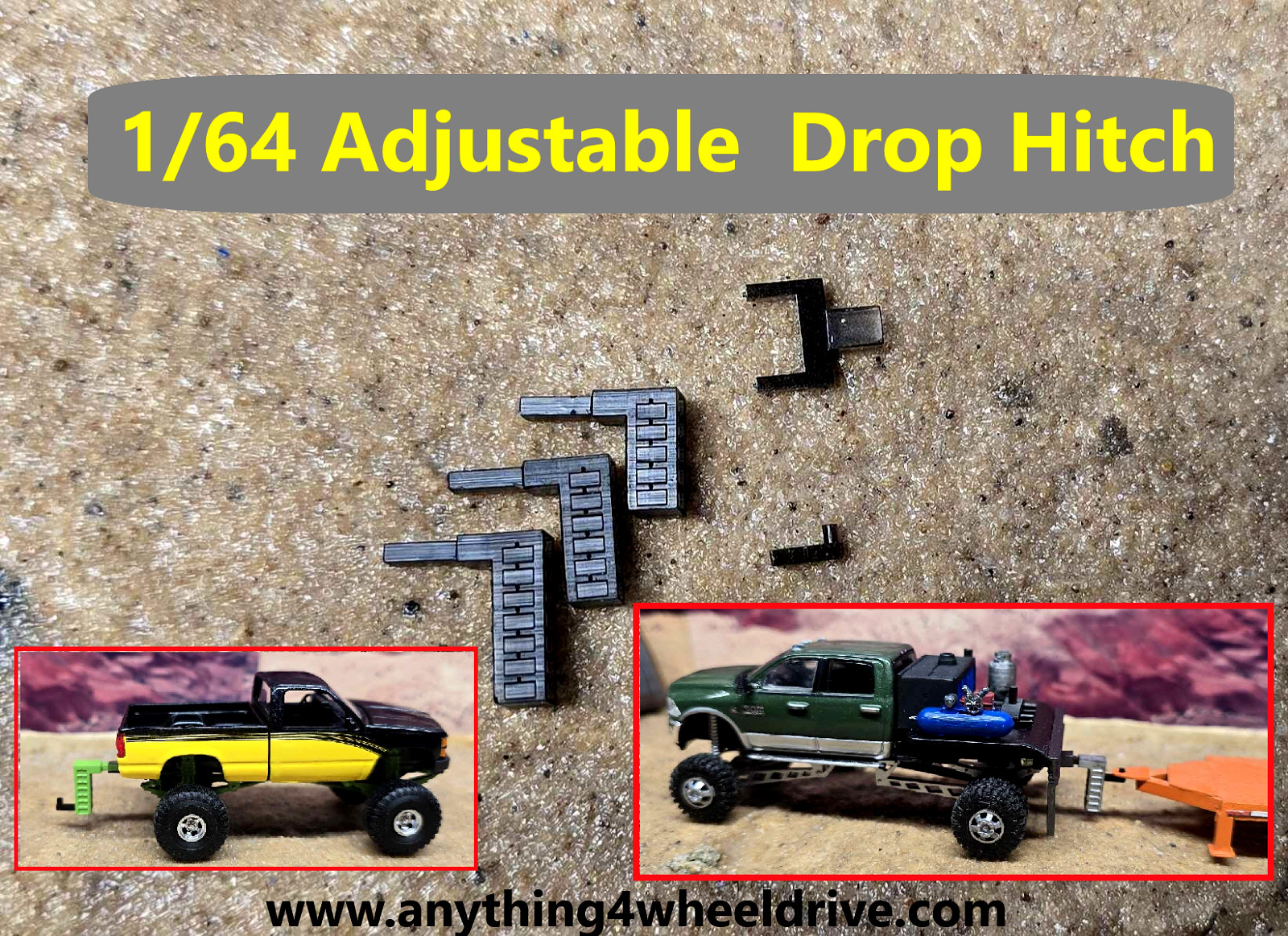 1/64 Adjustable Drop Hitch Greenlight M2 Machines Hot Wheels