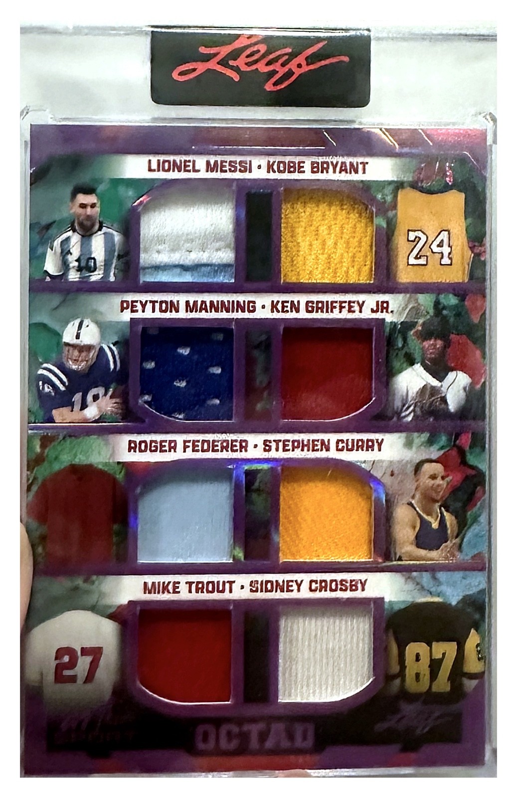 Messi Kobe Curry Trout Griffey Manning 2023 Leaf OCTAD PURPLE SPECTRUM 5/5 Relic