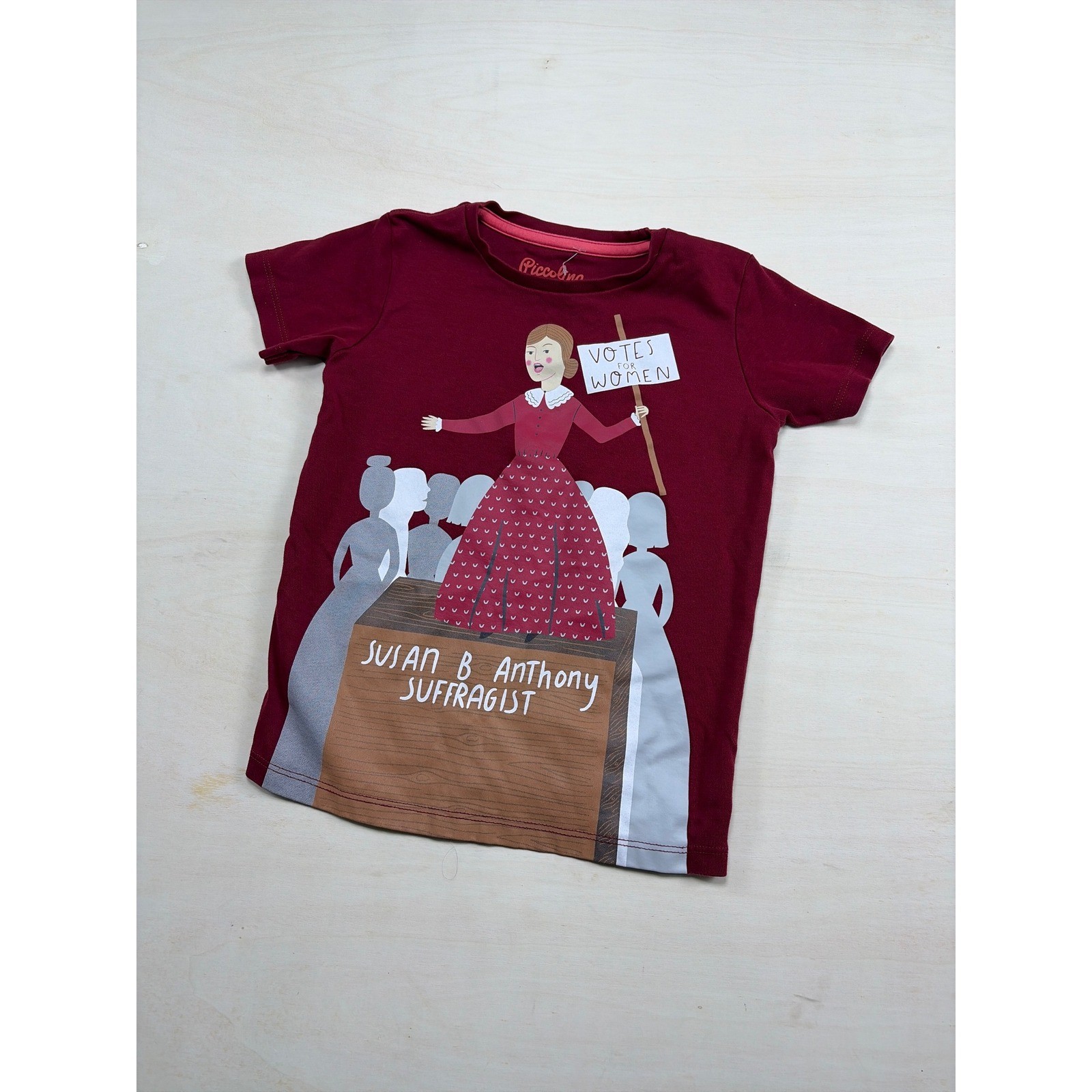 Piccolina Susan B Anthony Suffragist Graphic Tee Burgundy 5T Trailblazer Shirt Piccolina Susan B Anthony Suffragist Graphic Tee Burgundy 5T Trailblazer Shirt