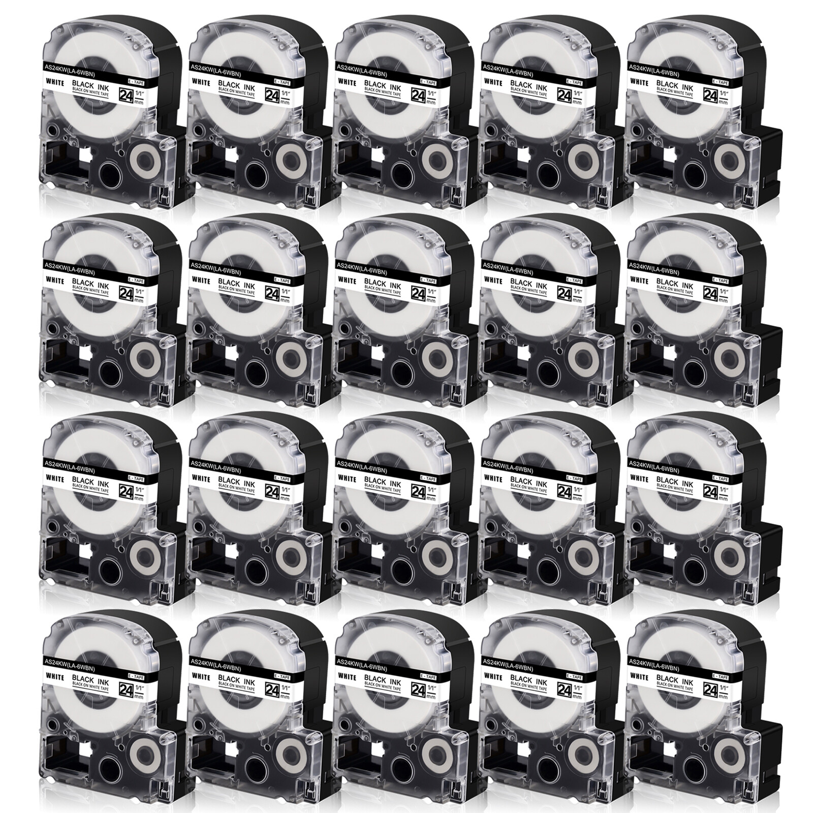 20PK Compatible with EPSON LK-6WBN KingJim SS24KW 24mm Tape Black on White Label 20PK Compatible with EPSON LK-6WBN KingJim SS24KW 24mm Tape Black on White Label