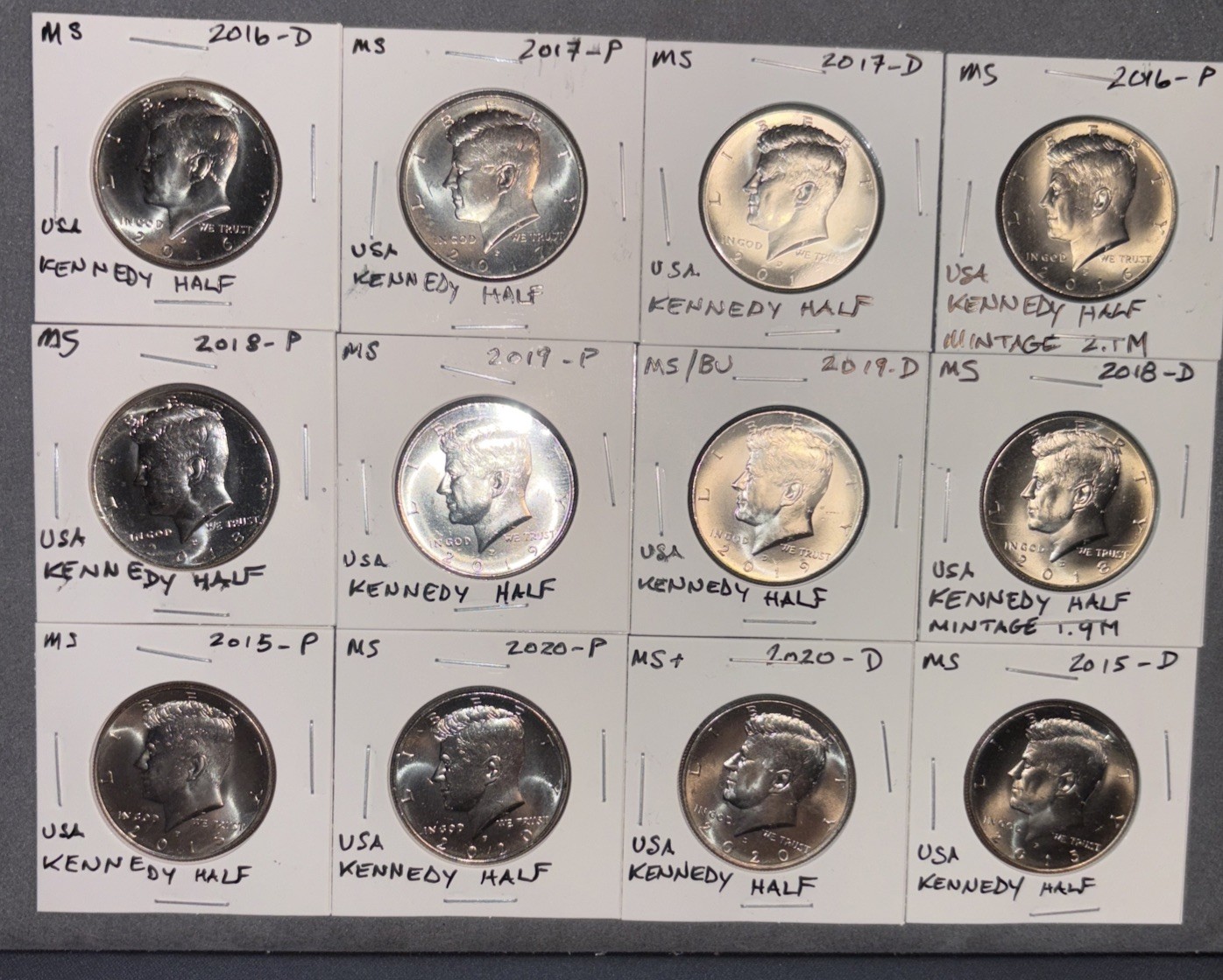2015 2016 2017 2018 2019 2020 P D Kennedy 50c Run BU BRILLIANT UNCIRCULATED 
