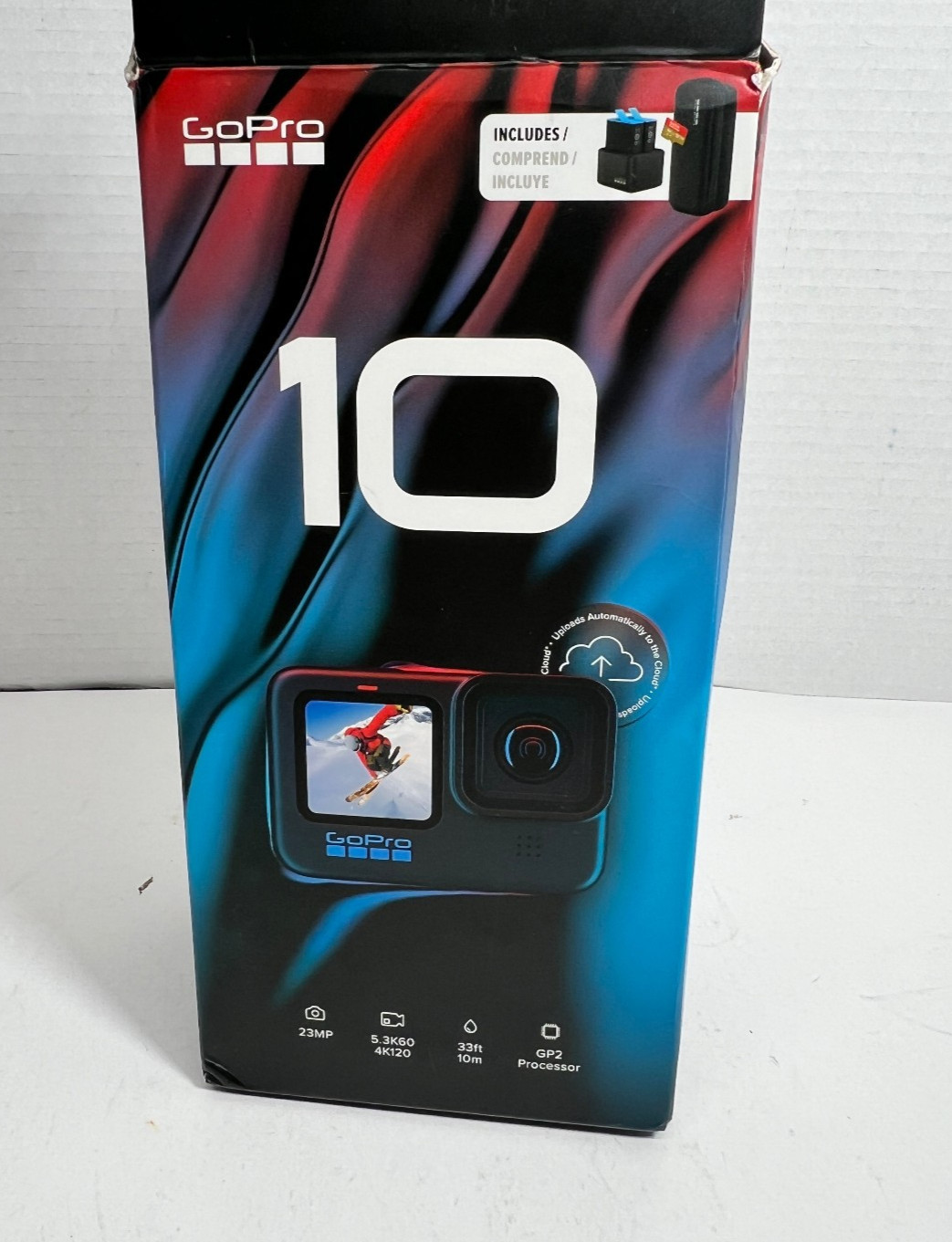 GoPro HERO10 Black 5.3K UHD Action Camera, 2 batteries, and a charger, 64GB