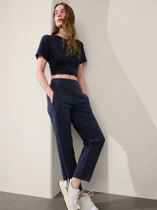NWT ATHLETA Navy Endless High Rise Pant Navy Blue Work Travel Comfy Waistband 4P