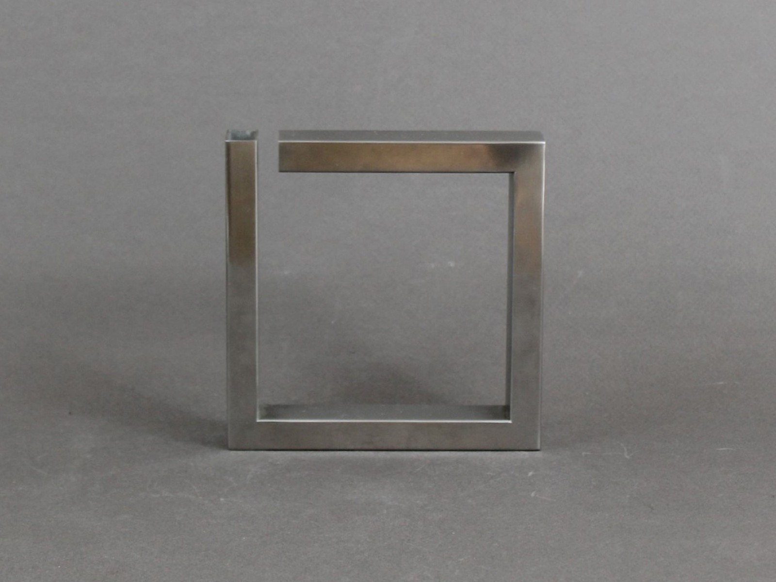 French Brushed Steel Bud Vase Sculptural Minimalist Metal Design 1970s Vintage