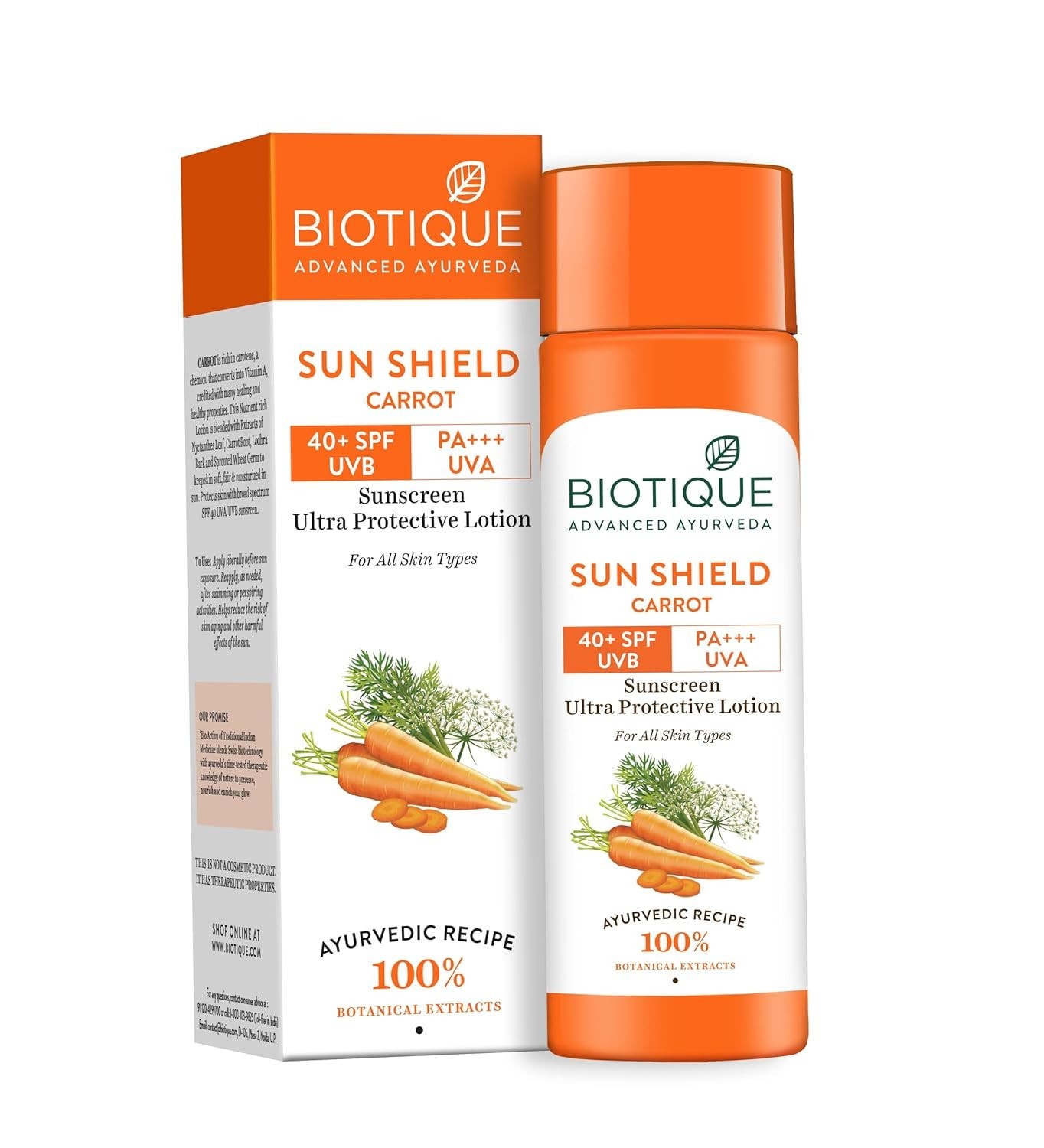Biotique Bio Carrot Face And Body Sun Lotion All Skin Type SPF 40 Uva/Uvb, 120Ml Biotique Bio Carrot Face And Body Sun Lotion All Skin Type SPF 40 Uva/Uvb, 120Ml