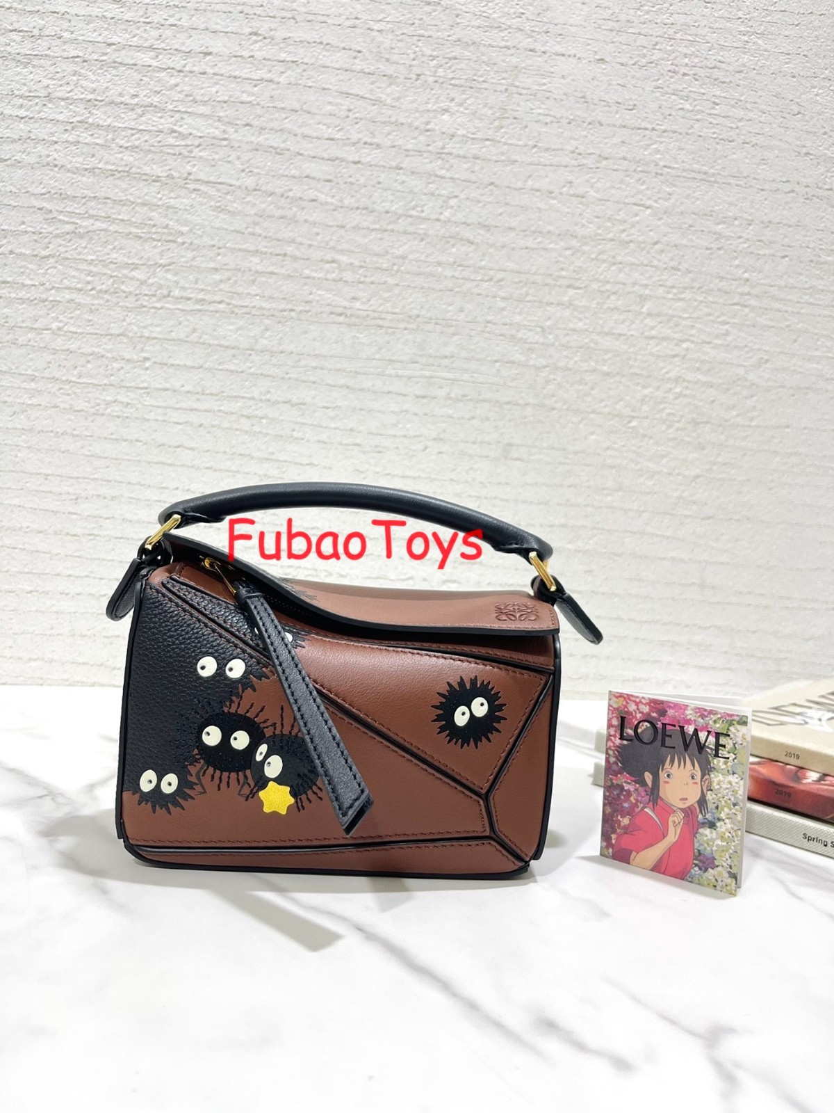 Loewe X Ghibli Studio Collab Spirited Away Susuwatari Mini Puzzle Bag Dark Brown