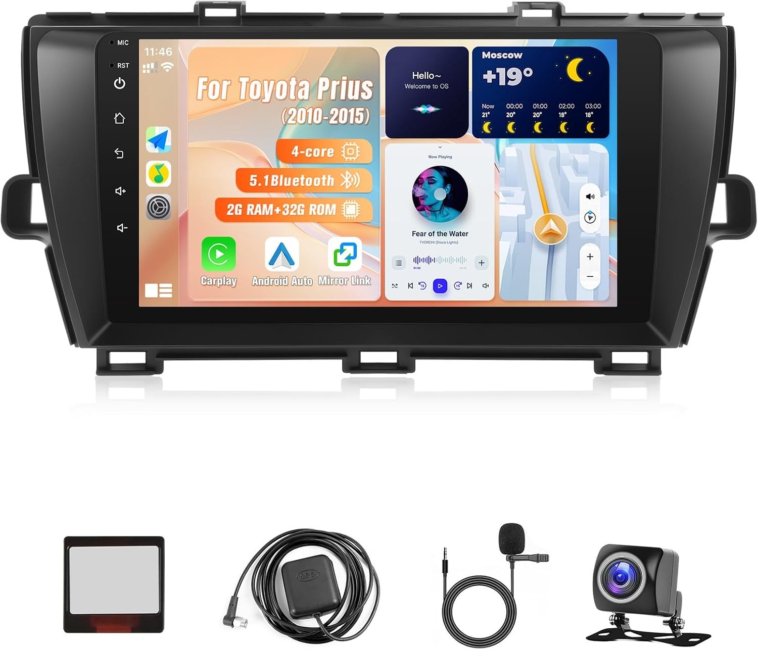 Toyota Prius 2010–2015 Screen 9 Inch With Android Stereo, CarPlay, GPS, Wi-Fi An Toyota Prius 2010–2015 Screen 9 Inch With Android Stereo, CarPlay, GPS, Wi-Fi An