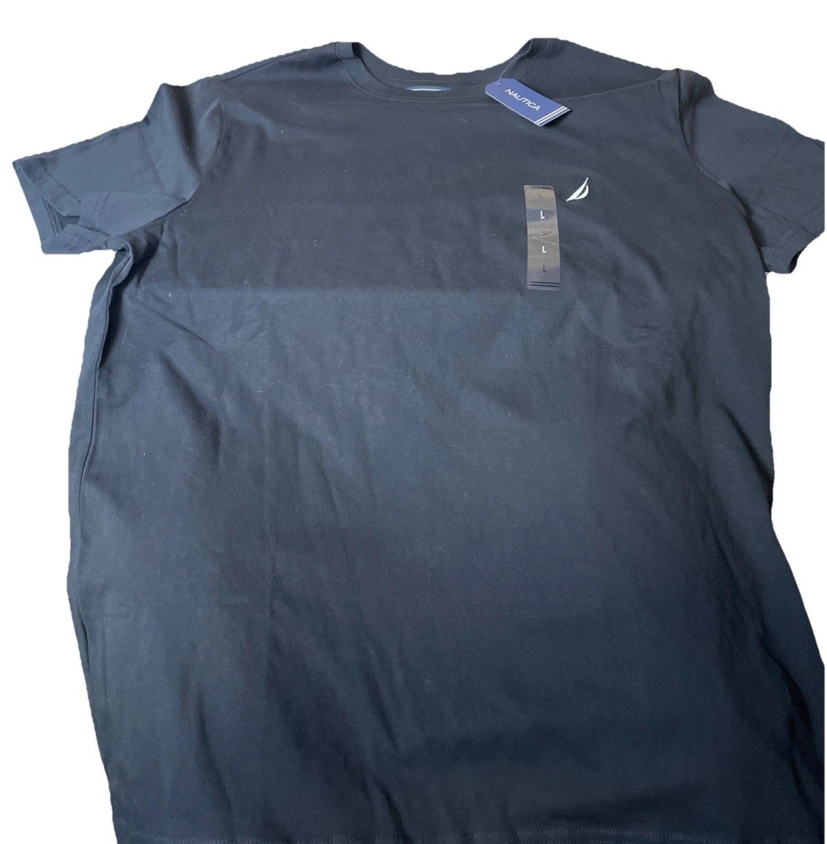Nautica V36701 True Black T Shirt 100% Cotton LARGE Nautica V36701 True Black T Shirt 100% Cotton LARGE
