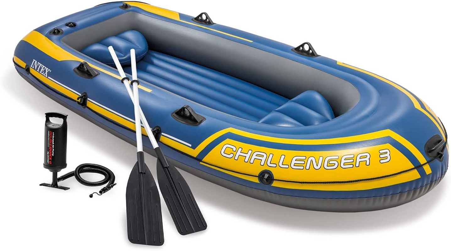 INTEX 68370EP Challenger 3 Inflatable Boat Set: Includes Deluxe 48In Boat Oars a INTEX 68370EP Challenger 3 Inflatable Boat Set: Includes Deluxe 48In Boat Oars a