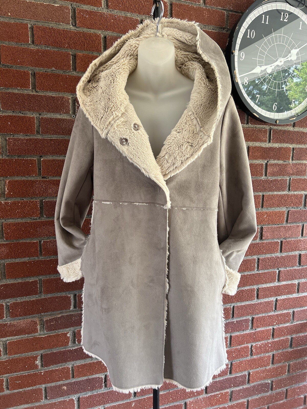 Dylan Los Angeles Grey Gray Sueded Shearling Madison Coat Women XS NEW w/Tags