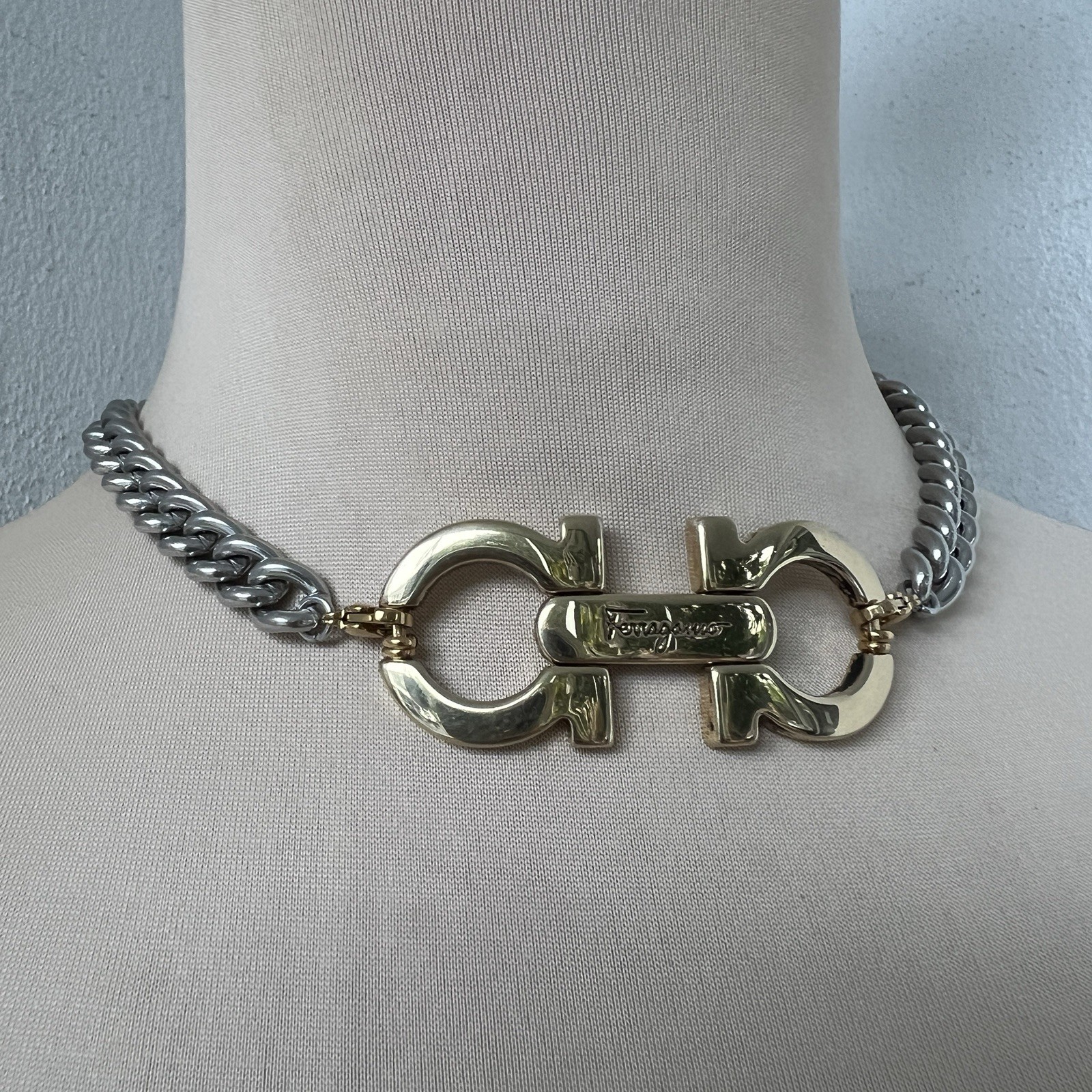Vintage Ferragamo x Junk You Rescued Two-tone Choker Necklace ✨ 15” 16” 17” 18”