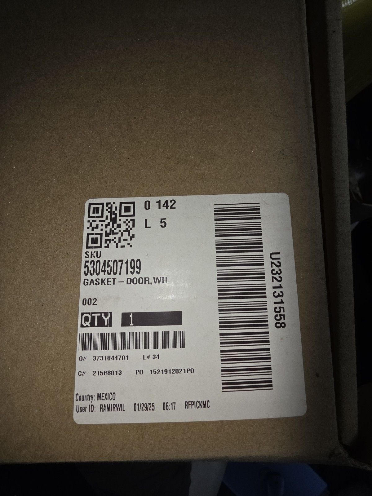 Genuine Frigidaire 5304507199 Freezer Door Gasket Seal White OEM New