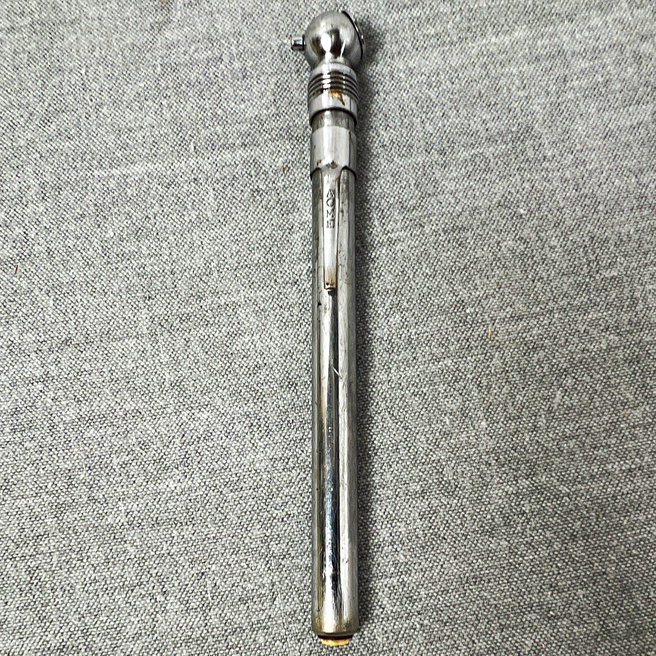 Vintage ACME Pencil Tire Pressure Gauge Chrome Pocket Tool Tested Works USA