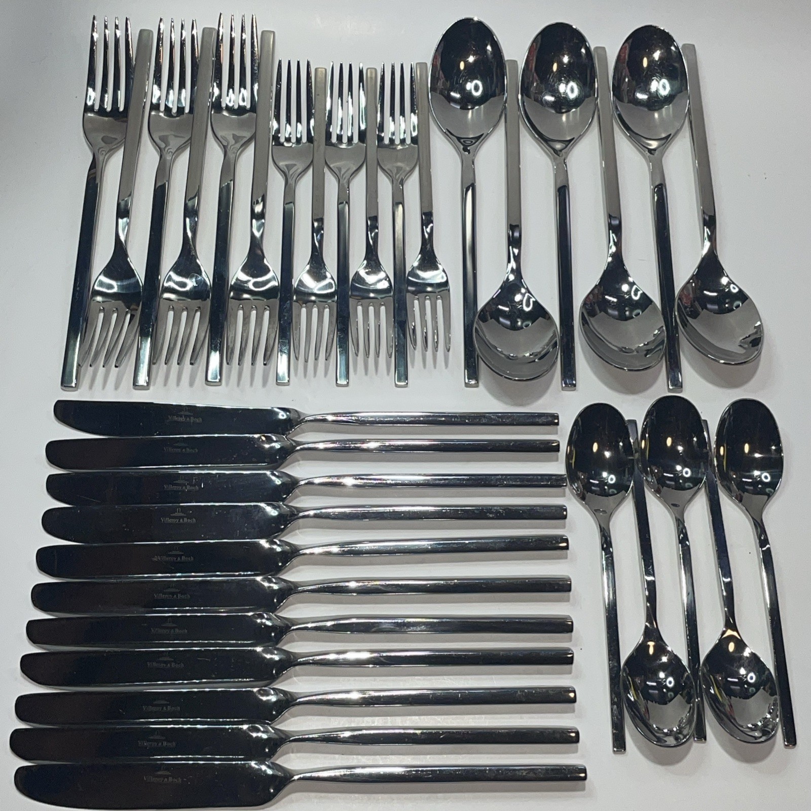 Lot Of 34pc Villeroy & Boch NEW WAVE Service Stainless Flatware Pre Owned