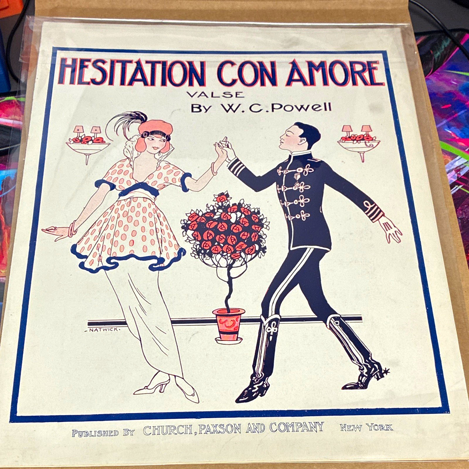 Antique 1914 Hesitation Con Amore Sheet Music Natwick Art Deco Dance Fashion 