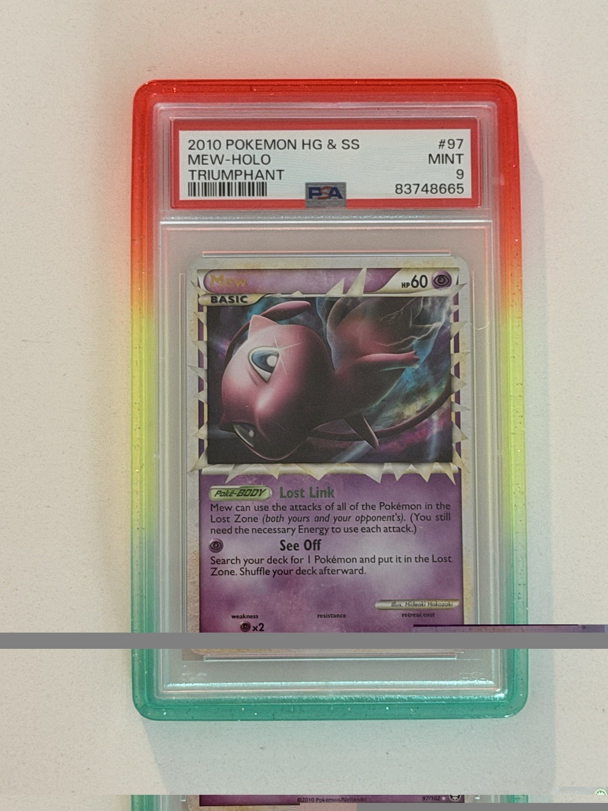2010 Pokemon HeartGold SoulSilver Triumphant Mew-Holo Card #97 PSA 9