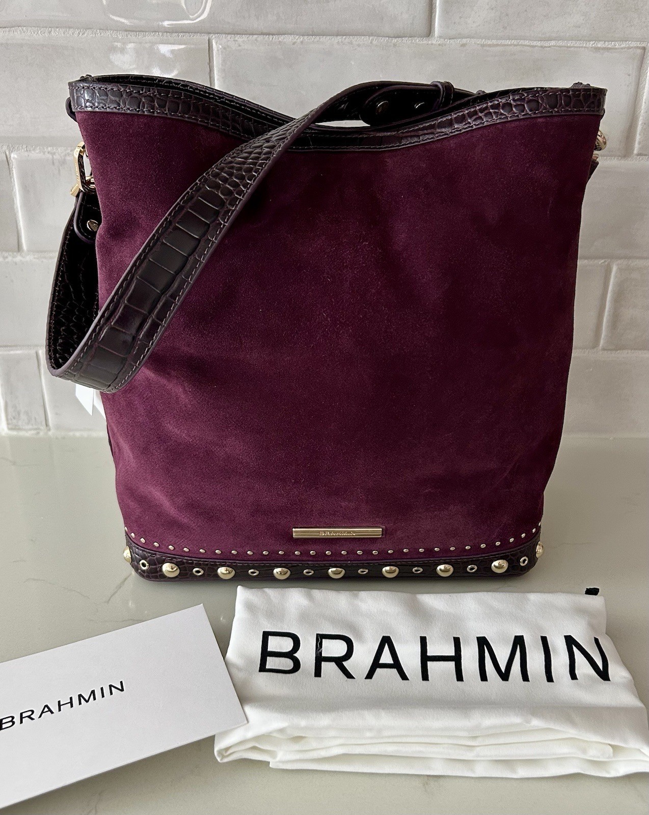 Brahmin Celina Heroic Purple Glasgow Premier Suede Bag NWT ~ 💜 Purple Reign💜