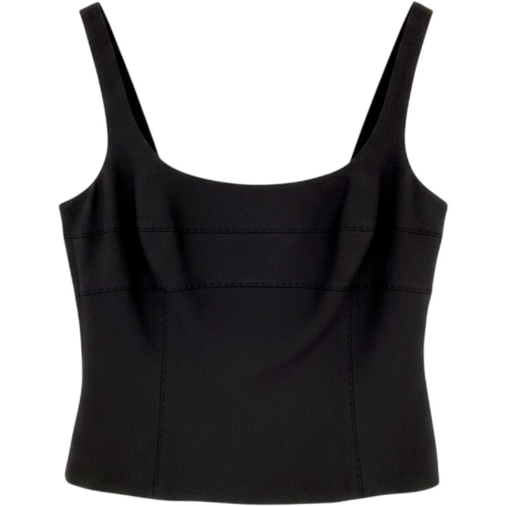 Carlisle New York Black Structured Tank Top Womens 8 Sleeveless Silk Blend