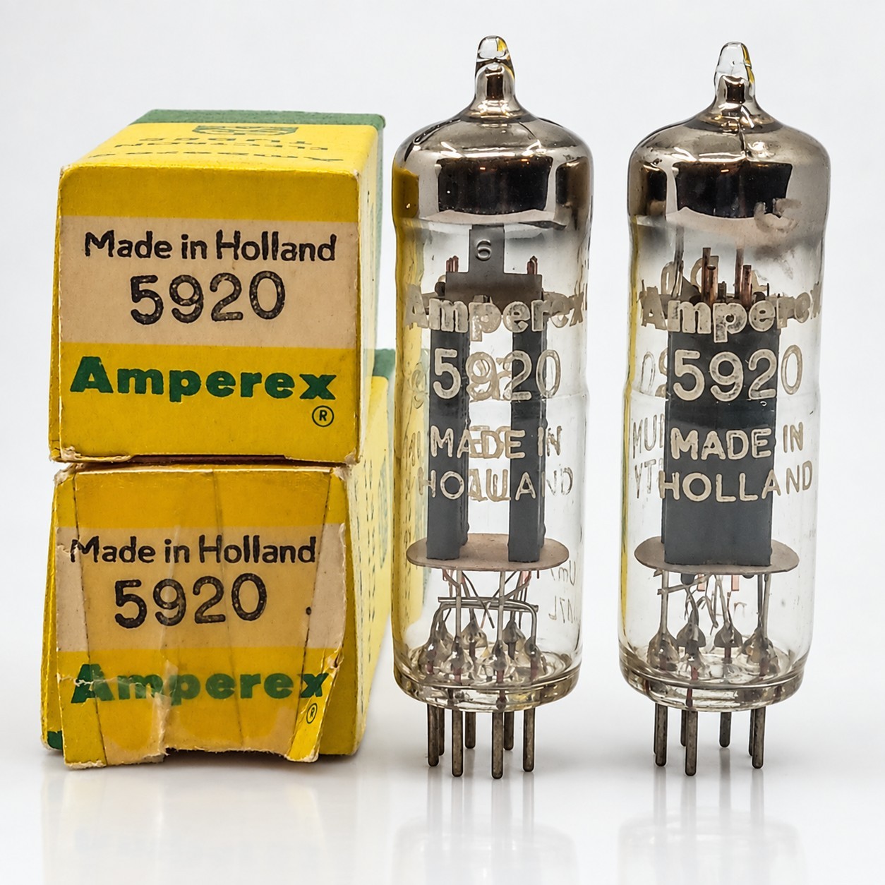 1957 Amperex PQ 5920 E180CC Pinched Waist NOS Matched Code Pair Holland