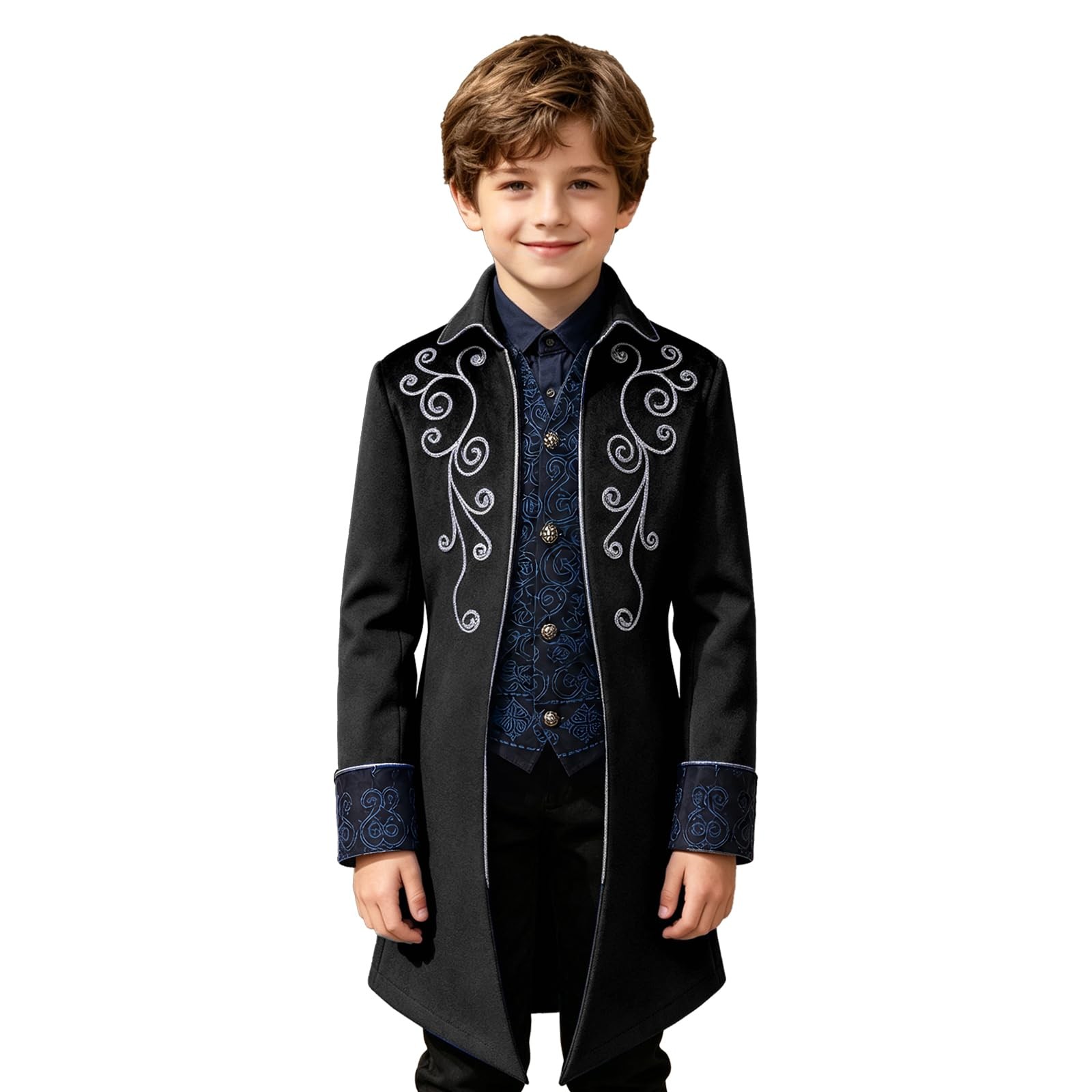 XYFDHJY Kids Medieval Victorian Coat, Gothic Renaissance Steampunk Jacket for Ha