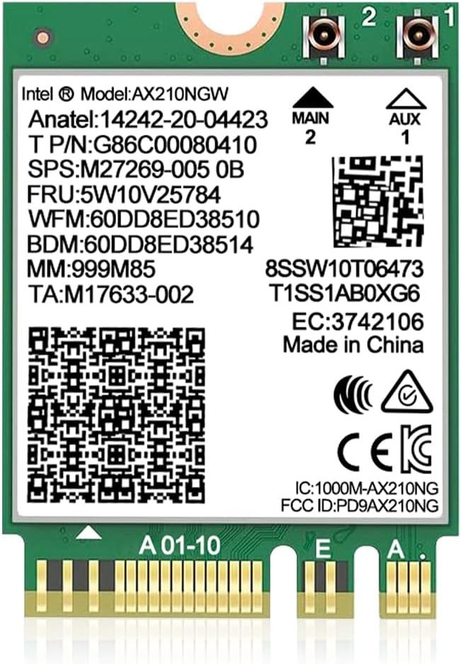 Intel AX210 WiFi6E Wireless Card Tri-Band 5400Mbps Network Adapter Bluetooth 5.3 Intel AX210 WiFi6E Wireless Card Tri-Band 5400Mbps Network Adapter Bluetooth 5.3