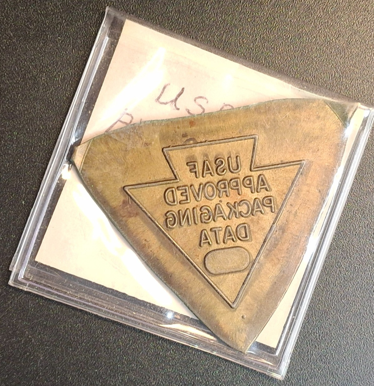 Vintage USAF Approved Packaging Data Bronze Tag Vintage USAF Approved Packaging Data Bronze Tag