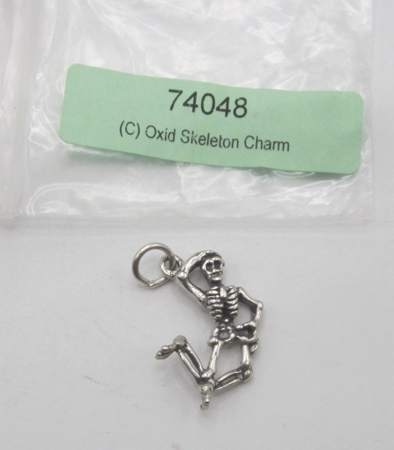 Silver Oxidized 3D Skeleton Charm/Pendant, New Silver Oxidized 3D Skeleton Charm/Pendant, New