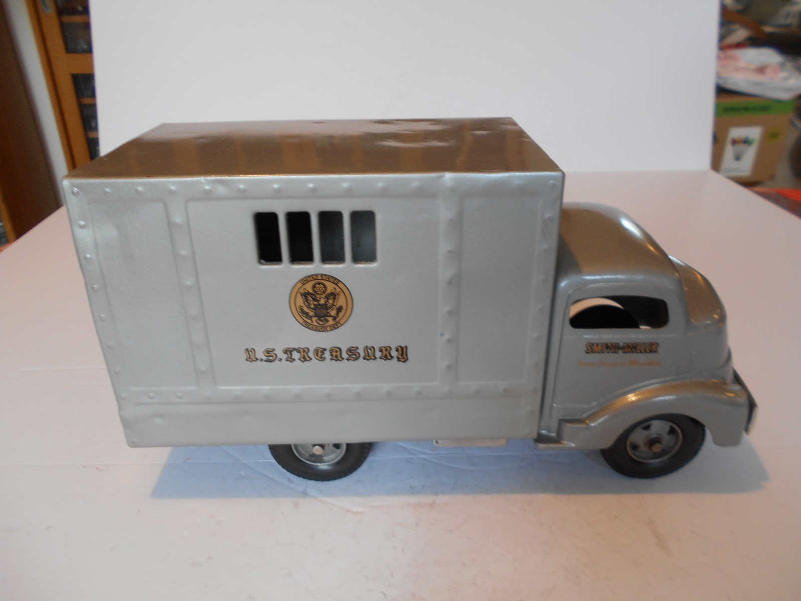 Vintage 1952 Smith-Miller GMC U.S. Treasury Armored Truck, Pressed Steel, Used