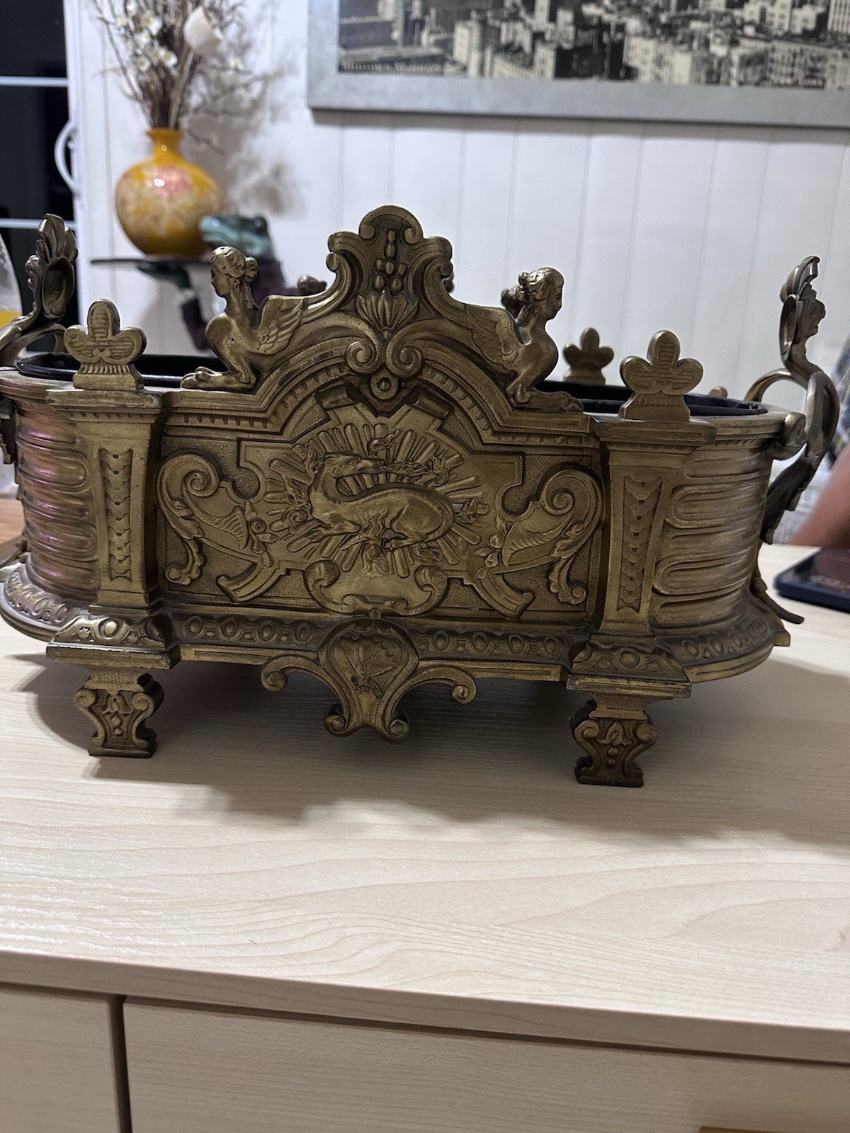 Jardiniere Brass Antique French Planter Baroque Centre Piece