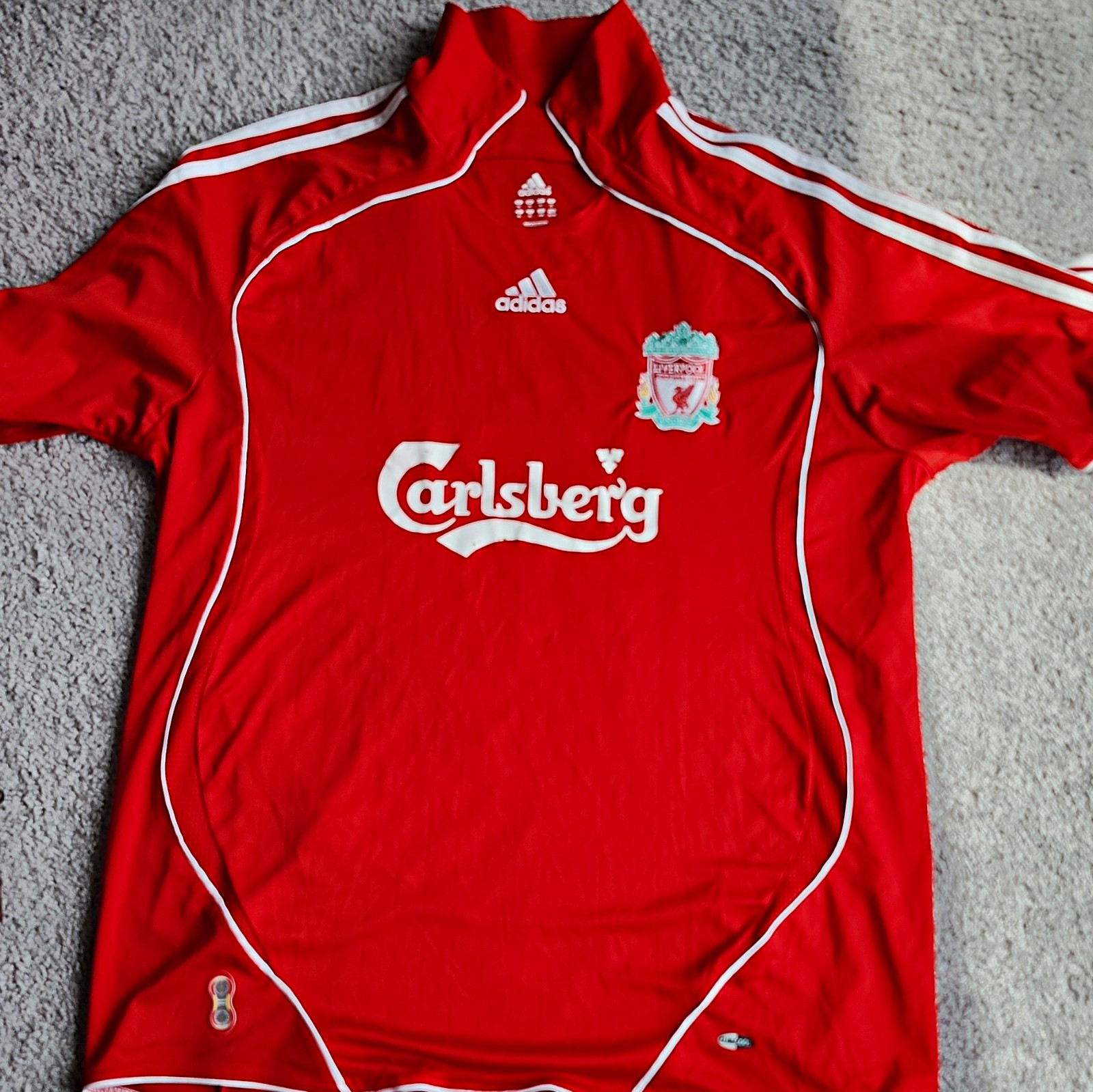 adidas Liverpool FC Soccer Jersey XL Red/White Carlsberg Sponsor