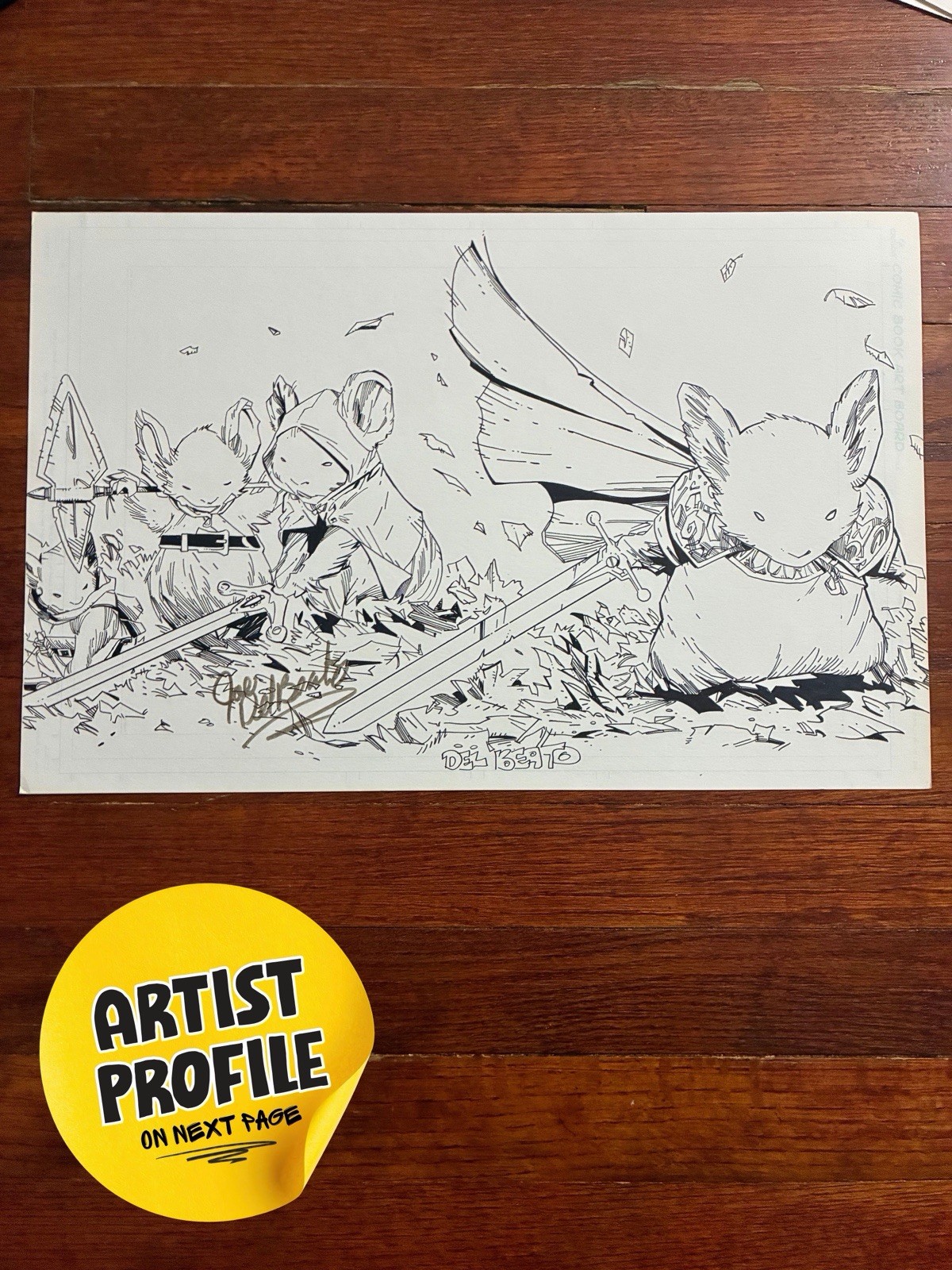 Original Hand-Drawn Comic Art MOUSE GUARD Joe Del Beato SIGNED 11x17 BOOM