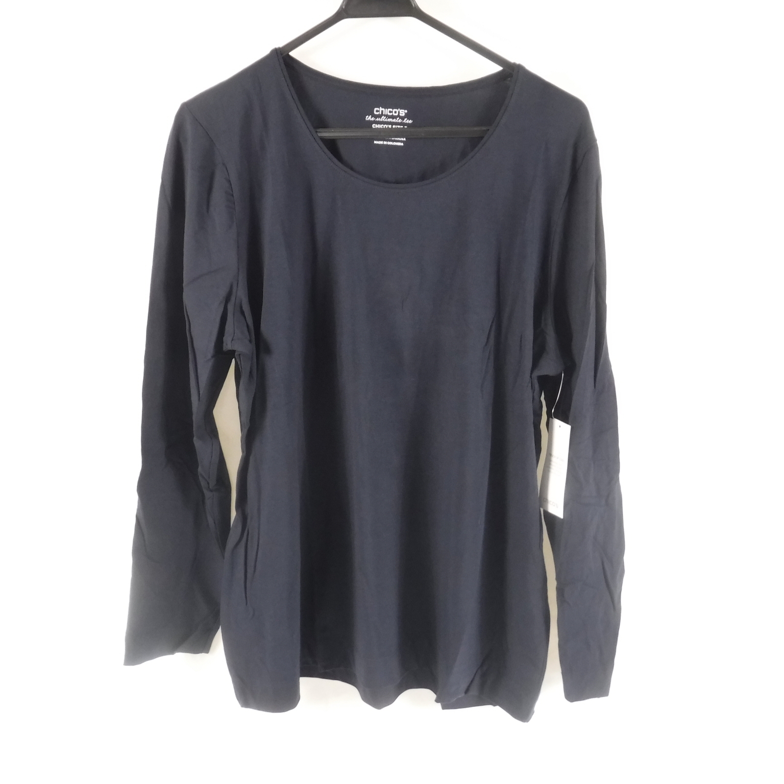 Chico\'s The Ultimate Tee Long Sleeve Layer Tee Classic Navy Women\'s Size 3