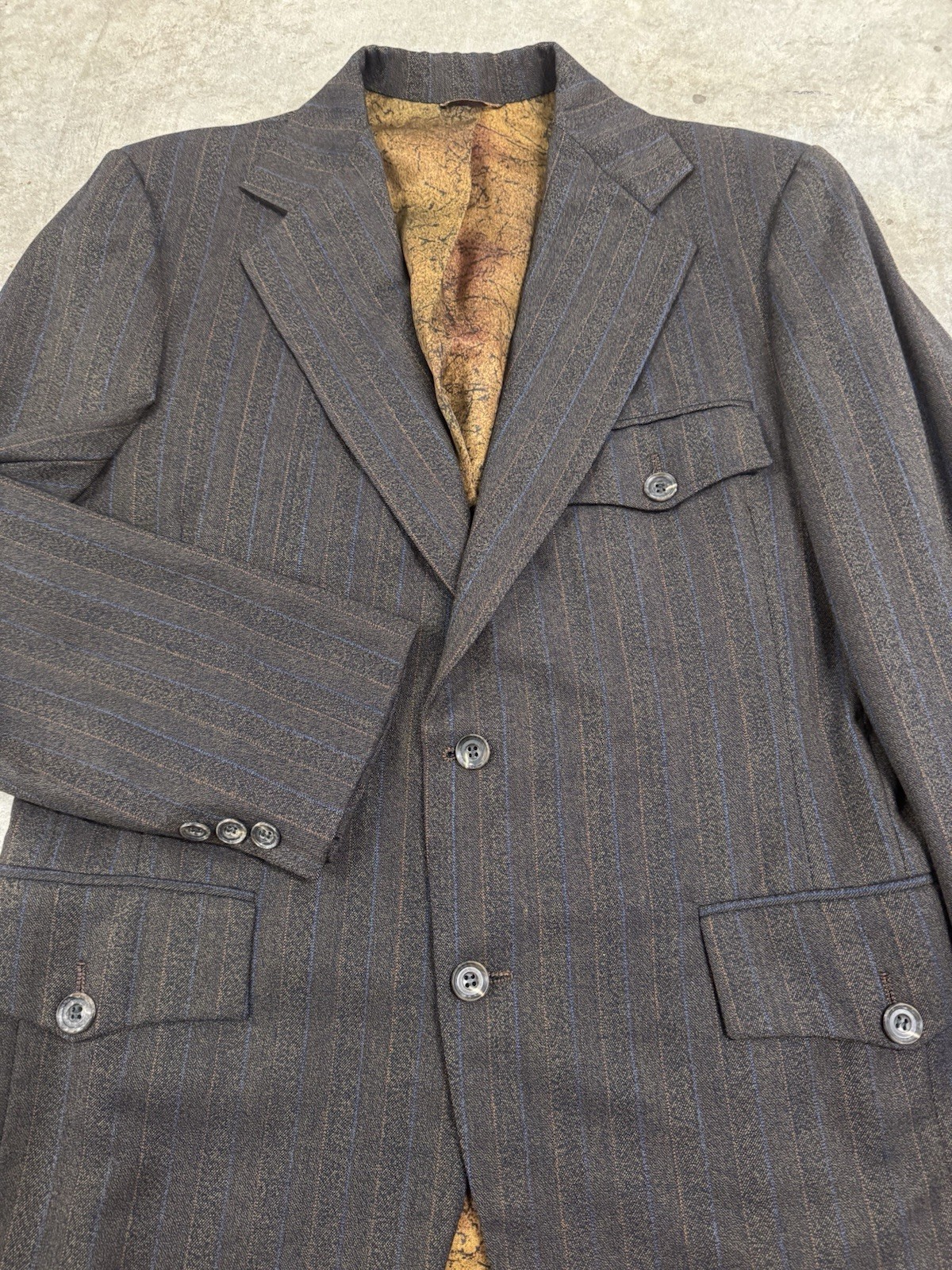 Vintage 60s Mod Blazer Jacket Mens 38 Belted Back Pleated Brown Wool Sport Coat